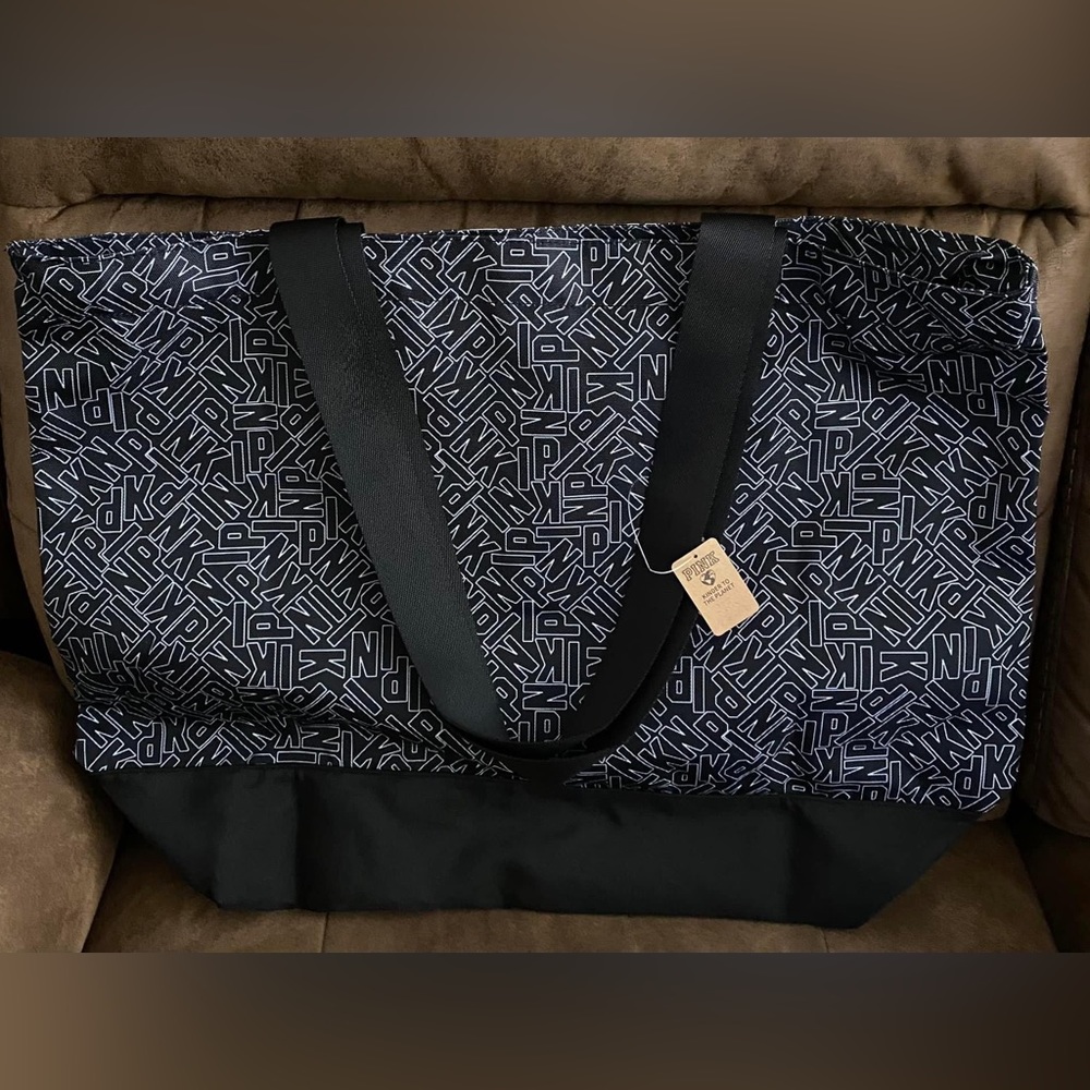 Victorias Secret Black/ White Logo Printed Tote